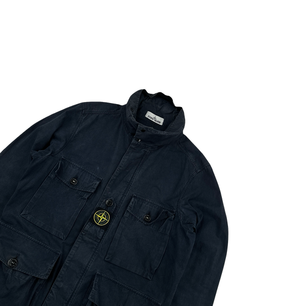 Stone Island 2020 Navy Cotton Cordura Centre Badge Field Jacket - Small