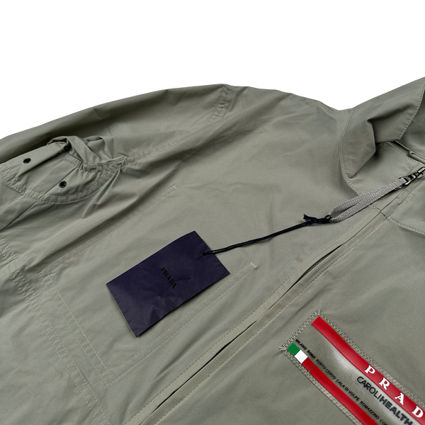 Prada Khaki Caroli Health Club Strech Lightweight Windbreaker Jacket - Large