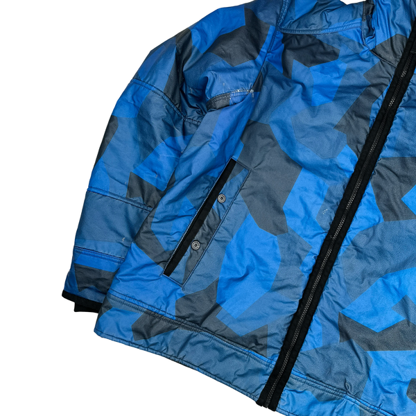 Stone Island Blue Fleece Lined Camo Reflective Jacket - XXL
