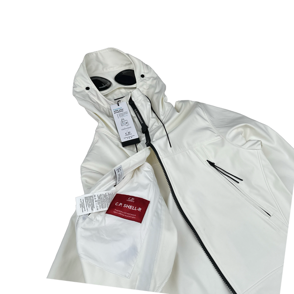 CP Company White Soft Shell Goggle Jacket - XS