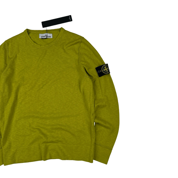 Stone Island 2015 Chartreuse Cotton Knitted Crewneck Jumper - Small