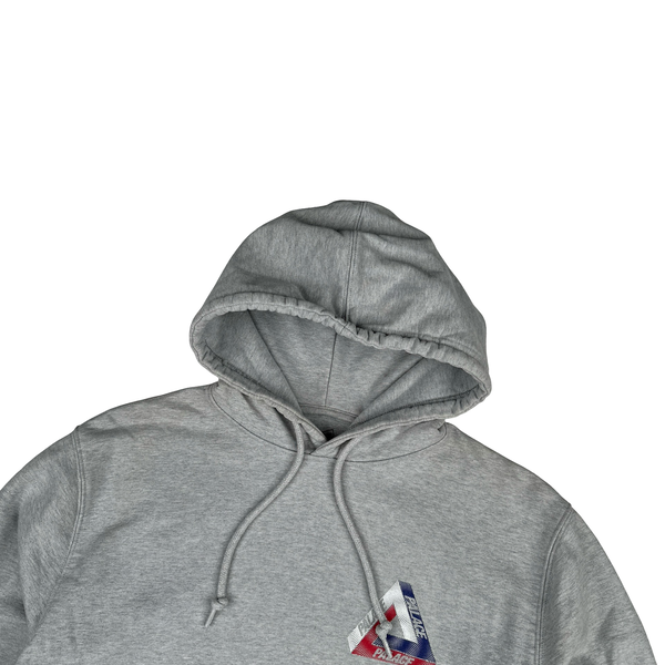 Palace Graphic Grey Cotton Spellout Hoodie - Small