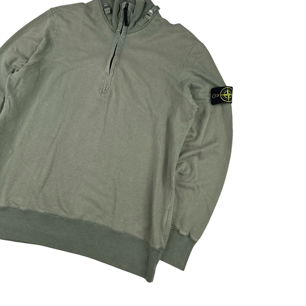 Stone Island 2010 Light Khaki Cotton Quarter Zip Jumper - XL