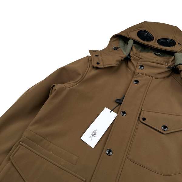 CP Company Brown Goggle Soft Shell Field Jacket - Small