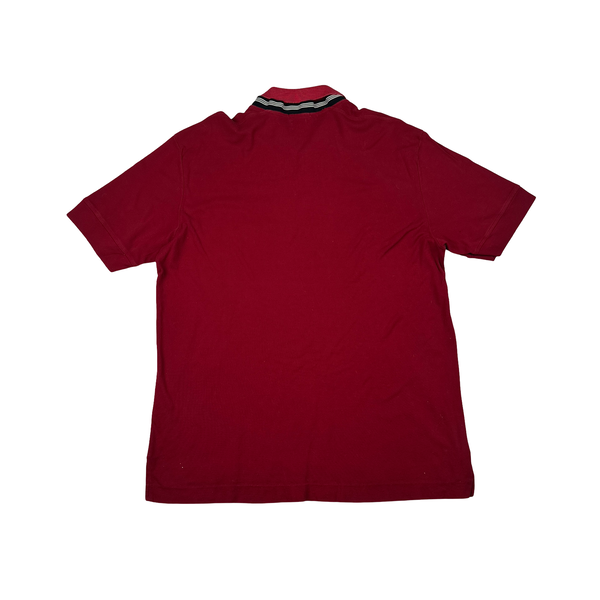 Stone Island 2005 Rare Red Organic Embroidered Spellout Polo - XL