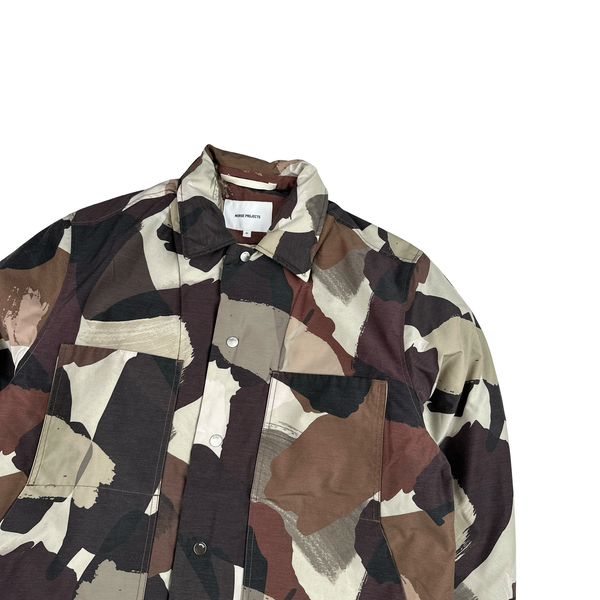 Norse Projects Brown Camo Buttoned Collared Jacket - Medium