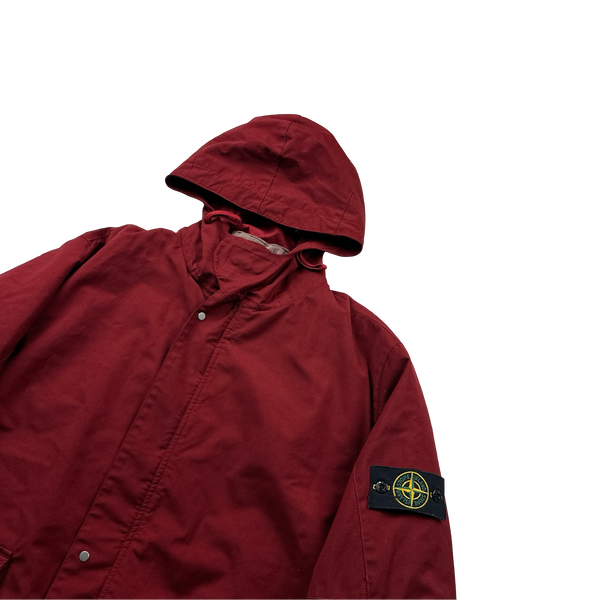 Stone Island 2001 Vintage Red Quilted Parka Jacket - XL