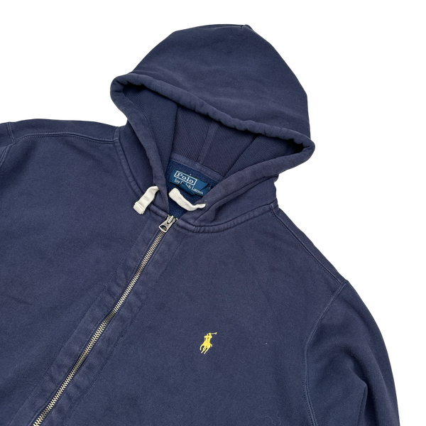 Ralph Lauren Navy Thick Cotton Zipped Hoodie - XL