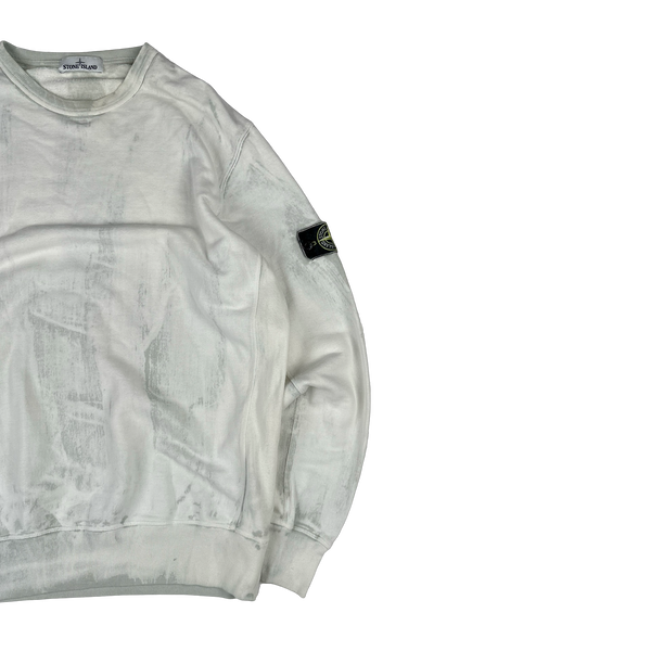 Stone Island White Hand Corrosion Crewneck Sweatshirt - XXL