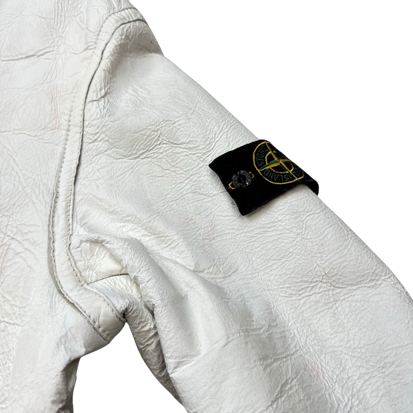 Stone Island 2005 Hand Painted Leather Shearling Jacket - XXL