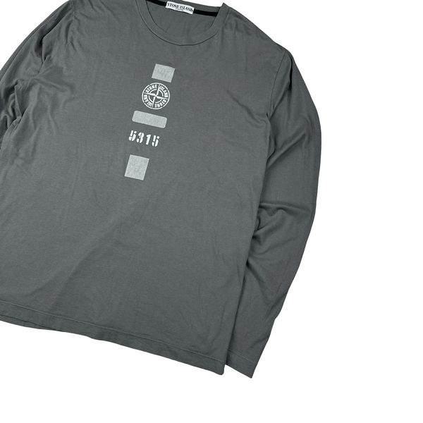 Stone Island Grey Graphic Spellout Longsleeve Shirt - XXL