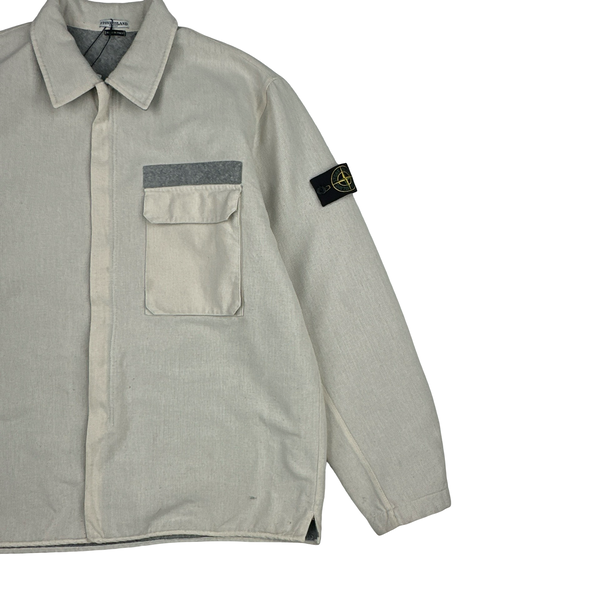 Stone Island 2003 Cream Heavyweight Lined Cotton Chore Jacket - XXL