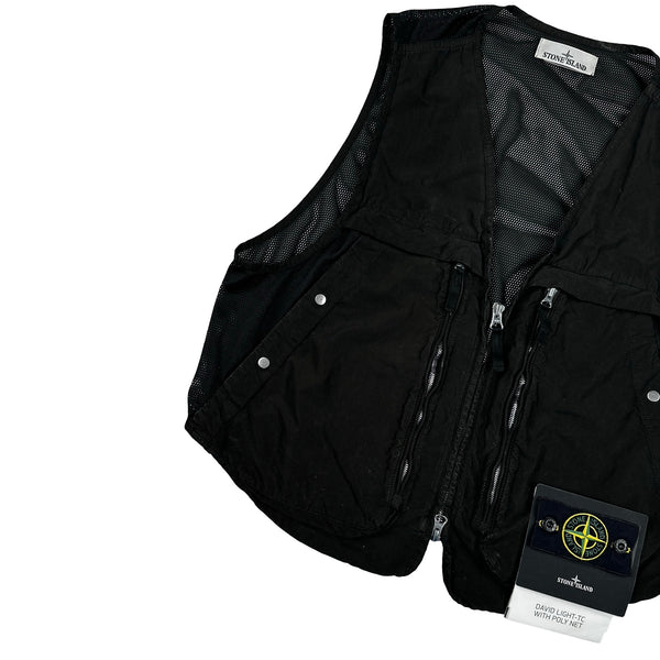 Stone Island 2024 Black David Light-TC Poly Net Gilet - Small