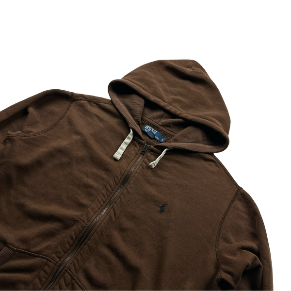 Ralph Lauren Brown Cotton Zipped Hoodie - Large