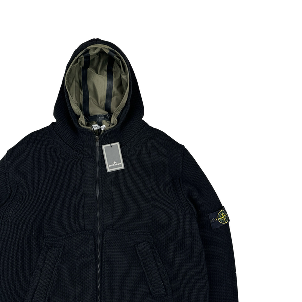 Stone Island 2008 Black Thick Wool Knit Nylon Liner 3 in 1 Jacket - 3XL