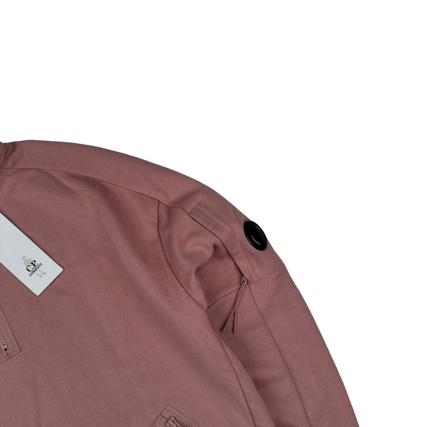 CP Company Pink Cotton Lens Viewer Quarter Zip Pullover - Medium