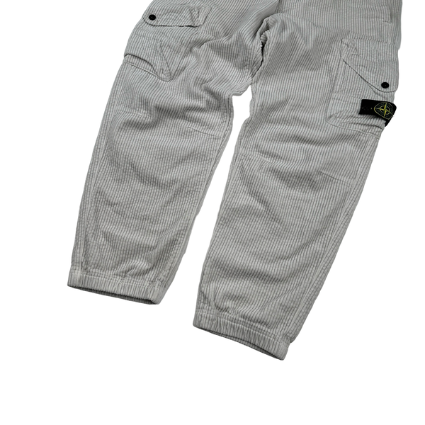Stone Island 2023 RE T White Corduroy 400 Cargo Trousers - Small