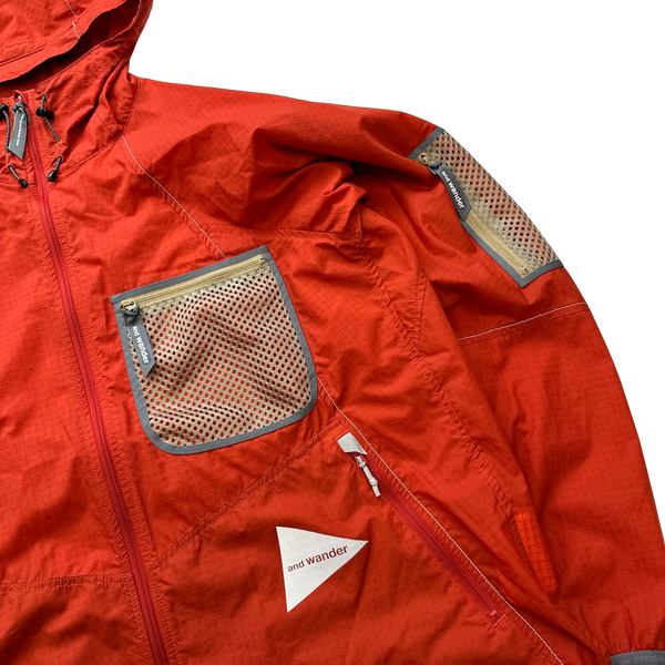 And Wander Red Ripstop Waterproof Jacket - XL