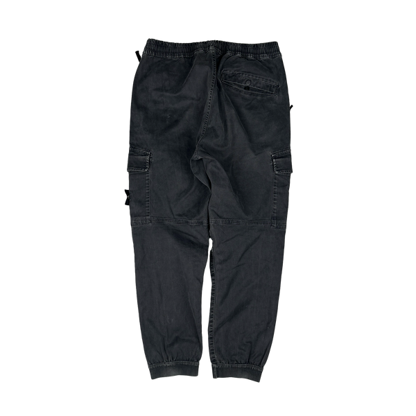Stone Island 2020 Washed Black RE T Cargo Trousers - 30"