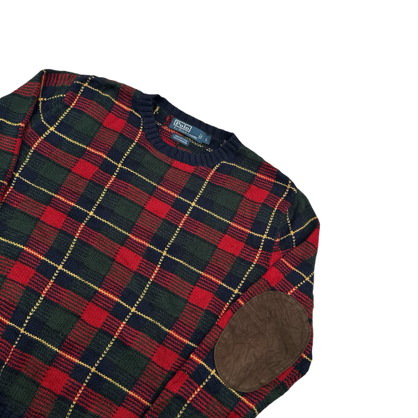Ralph Lauren Polo Plaid Cashmere Knit Crewneck Jumper - Small