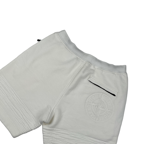 Stone Island 2022 White Compass Thick Cotton Shorts - Large