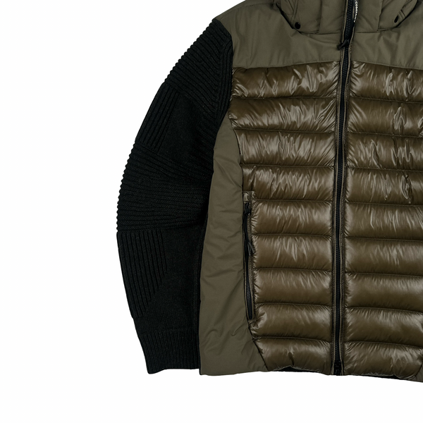 CP Company Khaki Hybrid Padded DD Shell Knit Jacket - Large
