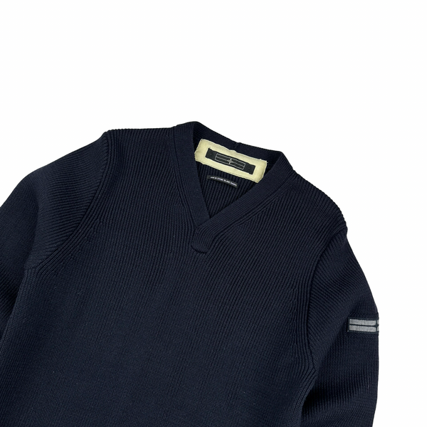 Stone Island 2006 Navy Denims Wool Knit Pullover Jumper - Large