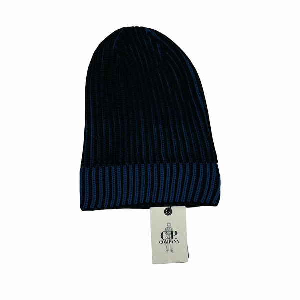 CP Company 00s Blue Two Tone Merino Extrafine Beanie