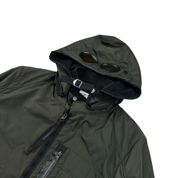 CP Company Dark Green Multi Pocket Nylon Wool Lined Goggle Jacket - Medium