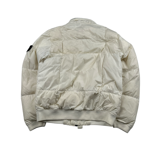 Stone Island 2018 White Garment Dyed Crinkle Reps Puffer Jacket - Small
