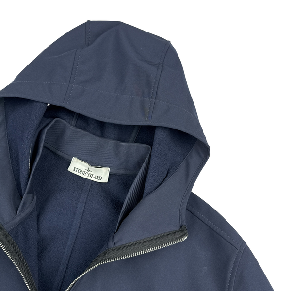 Stone Island Navy Soft Shell E Dye Hooded Jacket - XL