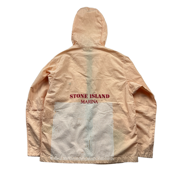 Stone Island Pink 50 Fili Folded Marina Print Hooded Jacket - Medium