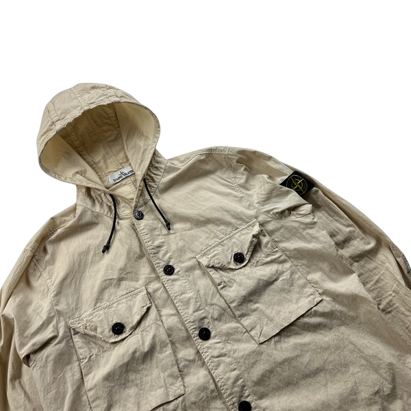 Stone Island Cream Garment Dyed Hooded Overshirt - Medium – Mat's