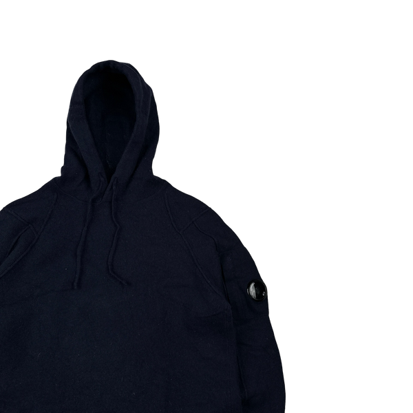 CP Company Navy Lens Viewer Wool Pullover Hoodie  - Small