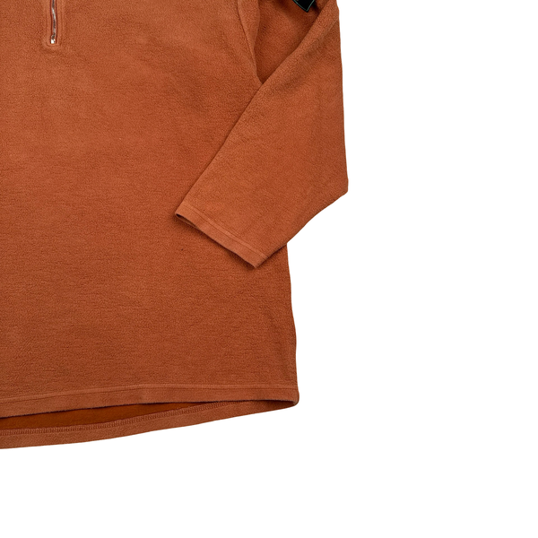 Stone Island Vintage 1994 Orange Quater Zip Green Edge Wool Blend Jumper - Large