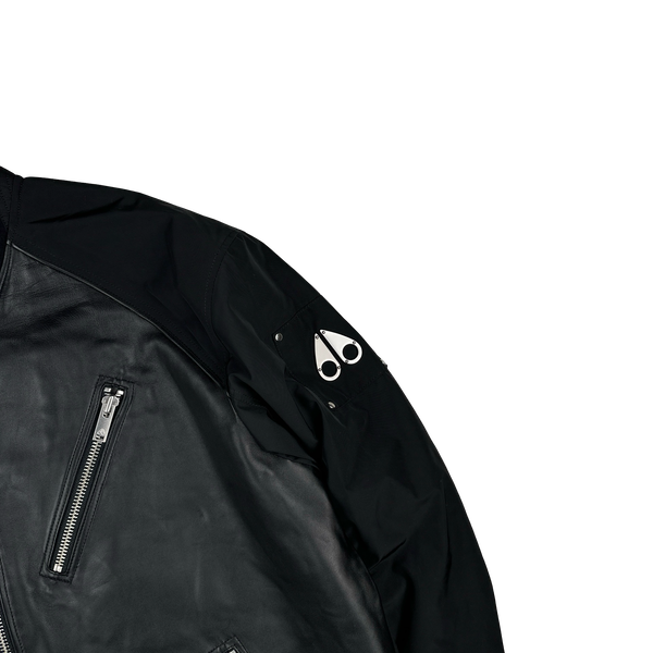 Moose Knuckles Black Leather Lined Bomber Jacket - XL