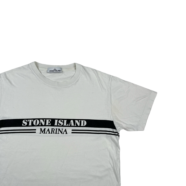 Stone Island 2017 Marina Black Spellout Cotton T Shirt - Large