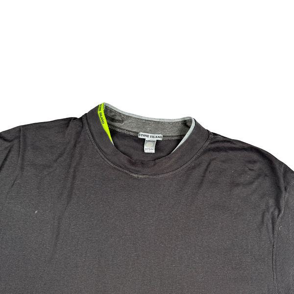 Stone Island Vintage 2002 Dark Grey Neon Spellout T Shirt - XXL