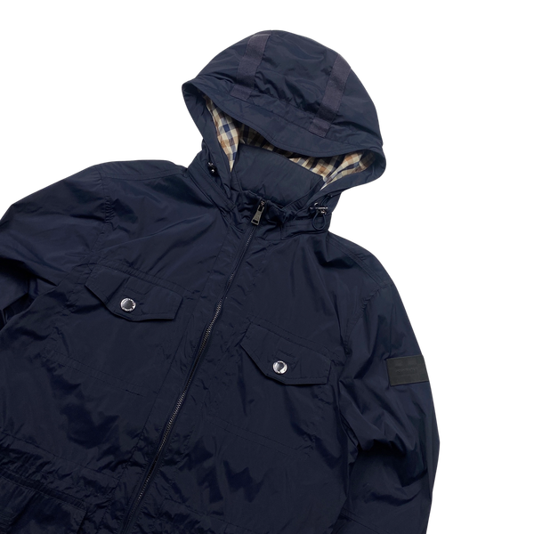 Aquascutum Nylon Checked Cotton Lined Hooded Field Jacket - Small