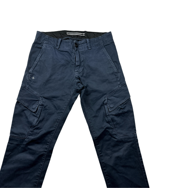 Stone Island Navy Slim Fit Thick Cotton Trousers - 30"