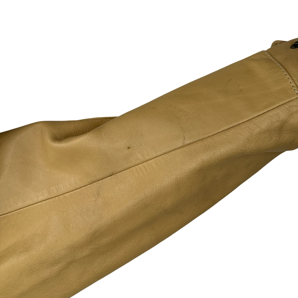 Belstaff Cream Multi Pocket Field Leather Zipped Heavyweight Jacket - Small