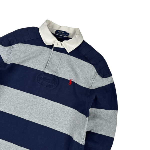 Ralph Lauren Navy Stripped Long Sleeve Polo Shirt - Medium