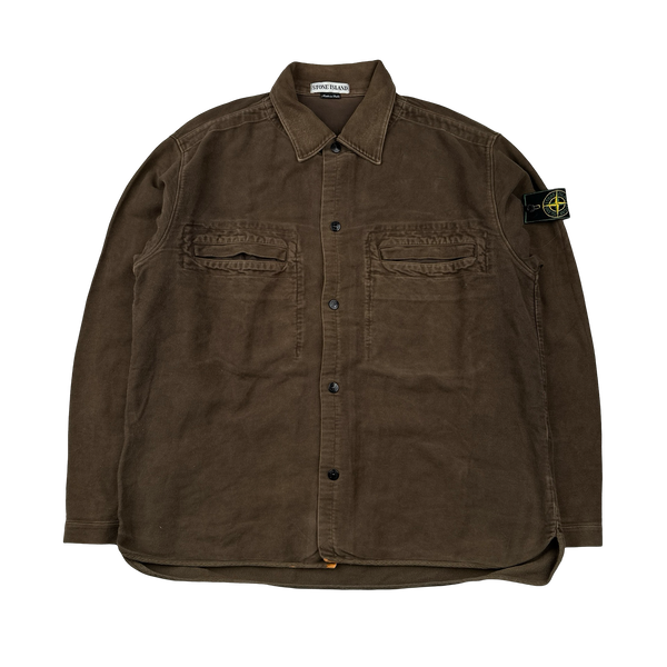 Stone Island Vintage 1997 Brown Mole Skin Cotton Overshirt - Large