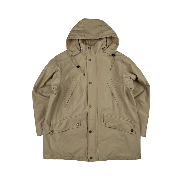 Ralph Lauren Vintage Beige Quilted Fleece Lining Hooded Jacket - Large