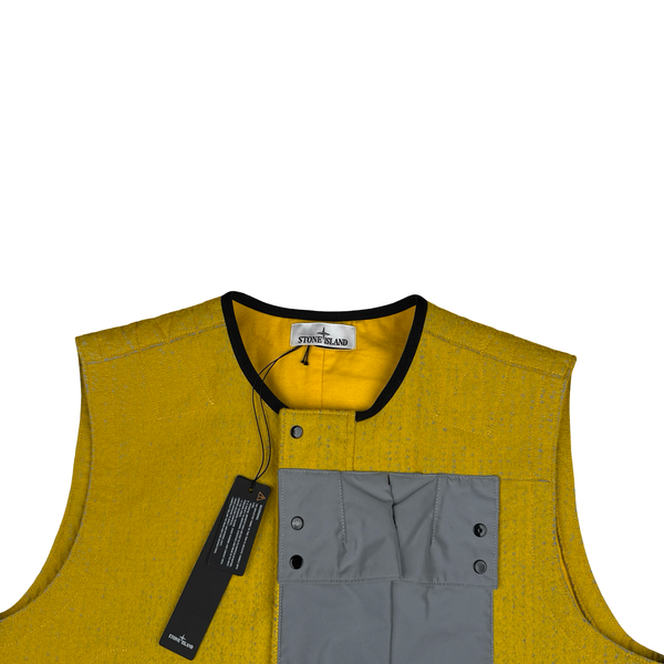 Stone Island 2022 Yellow Needle Punched Reflective Gilet - Large