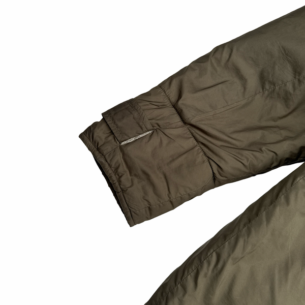 CP Company Reversible Thick Nylon Khaki Goggle Fleece Lined Hooded Jacket - Large