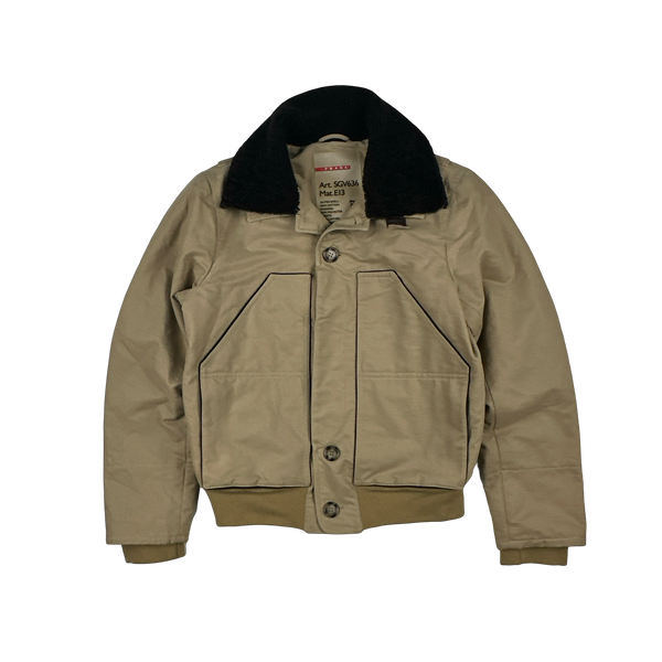 Prada Tan Multi-Pocket Shearling Club Jacket - Large