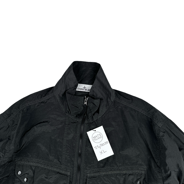 Stone Island 2025 Black Lightweight Multi Pocket Nylon Metal Smock Overshirt - XL