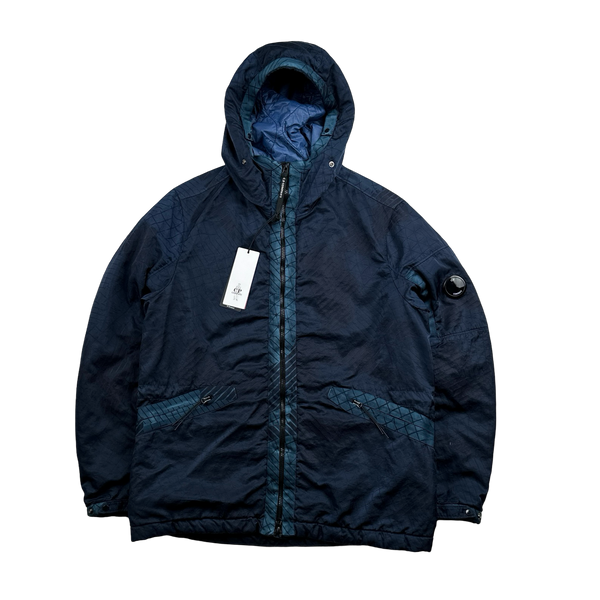 CP Company Blue M Bossed Hooded Jacket - Large