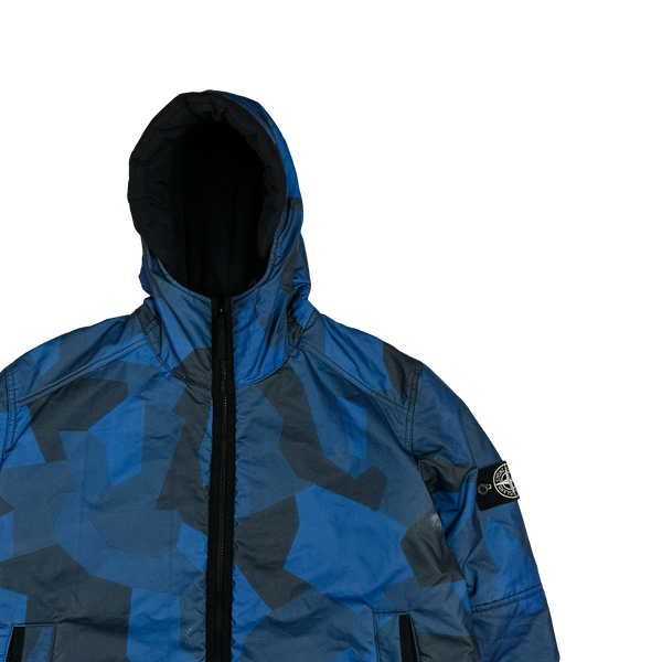 Stone Island 2012 Blue Fleece Lined 30th Anni Camo Reflective Jacket - XXL